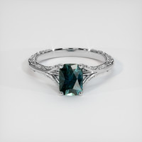 1.24 Ct. Bluish Green Sapphire Ring, 14K White Gold 1