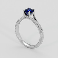 0.82 Ct. Blue Sapphire Ring, 14K White Gold 2