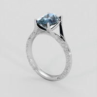 3.14 Ct. Greenish Blue Sapphire Ring, 14K White Gold 2