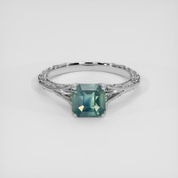 2.08 Ct. Bluish Green Sapphire Ring, 14K White Gold 1