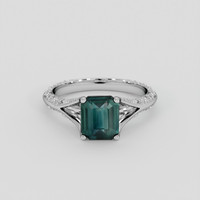 2.01 Ct. Bluish Green Sapphire Ring, 14K White Gold 1