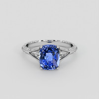 3.15 Ct. Blue Sapphire Ring, 14K White Gold 1
