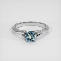 1.15 Ct. Greenish Blue Sapphire Ring, 14K White Gold 1