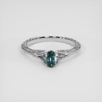 0.67 Ct. Greenish Blue Sapphire Ring, 14K White Gold 1