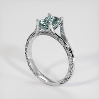 1.43 Ct. Greenish Blue Sapphire Ring, 14K White Gold 2