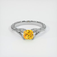 1.12 Ct. Orangish Yellow Sapphire Ring, 14K White Gold 1