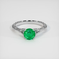 0.86 Ct. Emerald Ring, 18K White Gold 1