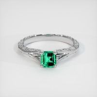 0.43 Ct. Emerald Ring, 18K White Gold 1