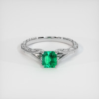0.56 Ct. Emerald Ring, 18K White Gold 1