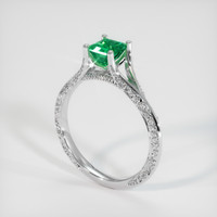 0.56 Ct. Emerald Ring, 18K White Gold 2