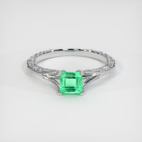 0.87 Ct. Emerald Ring, 18K White Gold 1