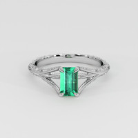 0.69 Ct. Emerald Ring, 18K White Gold 1