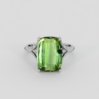 7.91 Ct. Green Tourmaline Ring, 18K White Gold 1