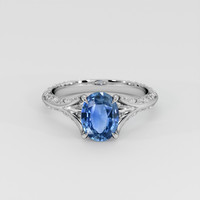 2.04 Ct. Blue Sapphire Ring, 18K White Gold 1