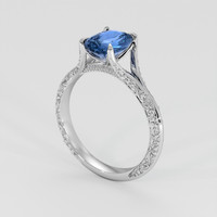 2.04 Ct. Blue Sapphire Ring, 18K White Gold 2