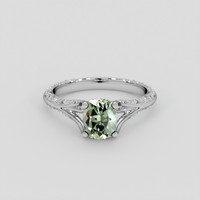 1.41 Ct. Bluish Green Sapphire Ring, 18K White Gold 1