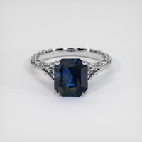 3.80 Ct. Blue Sapphire Ring, 18K White Gold 1