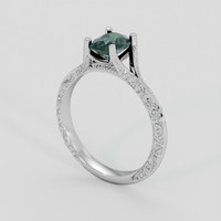 1.18 Ct. Bluish Green Sapphire Ring, 18K White Gold 2