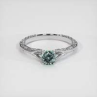 0.61 Ct. Bluish Green Sapphire Ring, 18K White Gold 1