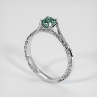 0.61 Ct. Bluish Green Sapphire Ring, 18K White Gold 2