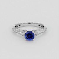 0.82 Ct. Blue Sapphire Ring, 18K White Gold 1