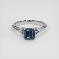 1.95 Ct. Greenish Blue Sapphire Ring, 18K White Gold 1