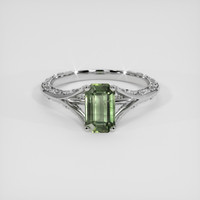 1.29 Ct. Green Sapphire Ring, 18K White Gold 1