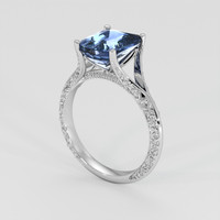3.00 Ct. Blue Sapphire Ring, 18K White Gold 2