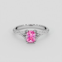 1.20 Ct. Pink Sapphire Ring, 18K White Gold 1