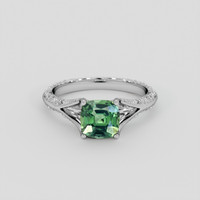 1.60 Ct. Green Sapphire Ring, 18K White Gold 1