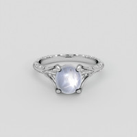 3.94 Ct. Bluish Grey Sapphire Ring, 18K White Gold 1