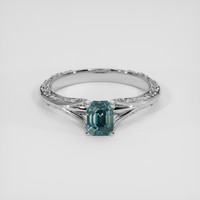 1.58 Ct. Greenish Blue Sapphire Ring, 18K White Gold 1