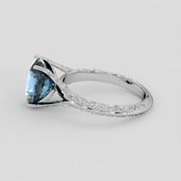 3.14 Ct. Greenish Blue Sapphire Ring, 18K White Gold 4