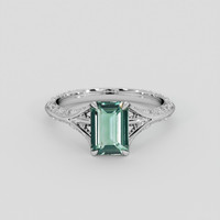 1.60 Ct. Bluish Green Sapphire Ring, 18K White Gold 1