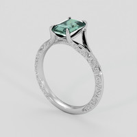 1.60 Ct. Bluish Green Sapphire Ring, 18K White Gold 2