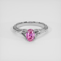 1.23 Ct. Pink Sapphire Ring, 18K White Gold 1