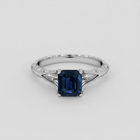 2.02 Ct. Blue Sapphire Ring, 18K White Gold 1