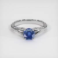 0.85 Ct. Blue Sapphire Ring, 18K White Gold 1