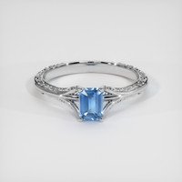 0.64 Ct. Blue Sapphire Ring, 18K White Gold 1