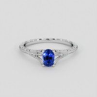0.70 Ct. Blue Sapphire Ring, 18K White Gold 1