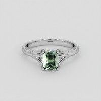 1.42 Ct. Green Sapphire Ring, 18K White Gold 1