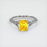 1.24 Ct. Orangish Yellow Sapphire Ring, 18K White Gold 1