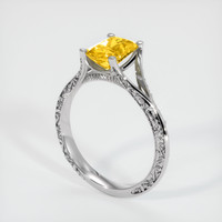 1.24 Ct. Orangish Yellow Sapphire Ring, 18K White Gold 2