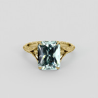 3.39 Ct. Greenish Blue Aquamarine Ring, 10K Yellow Gold 1