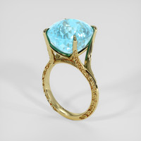 10.32 Ct. Blue Aquamarine Ring, 10K Yellow Gold 2