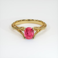 1.20 Ct. Pinkish Red Ruby Ring, 10K Yellow Gold 1