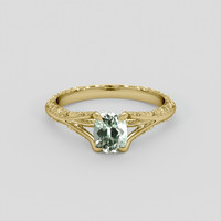 1.00 Ct. Green Sapphire Ring, 10K Yellow Gold 1