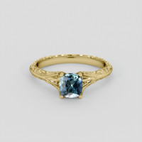 1.05 Ct. Greenish Blue Sapphire Ring, 10K Yellow Gold 1