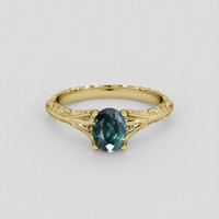1.03 Ct. Bluish Green Sapphire Ring, 10K Yellow Gold 1