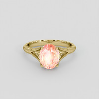 3.67 Ct. Padparadscha Sapphire Ring, 10K Yellow Gold 1